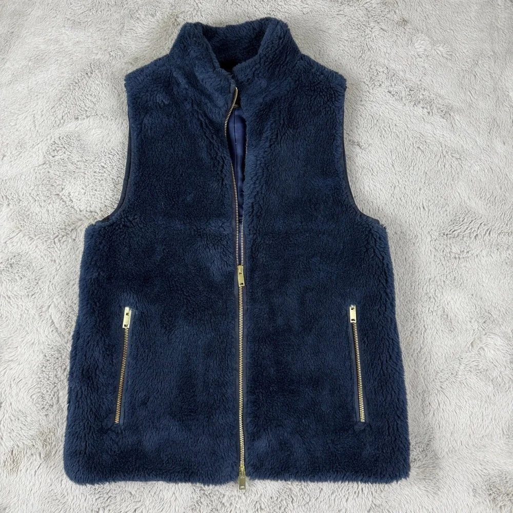 J.‎ Crew Fleece Vest Full Zip Pockets Cozy Warm Layering XS MSRP $138